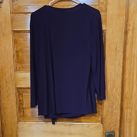 Evan Picone Long Sleeve Purple Wrap Tie Front Blouse XL - Picture 3 of 3